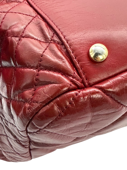 Preloved Chanel Red Leather CC Logo Shoulder Bag Crossbody
