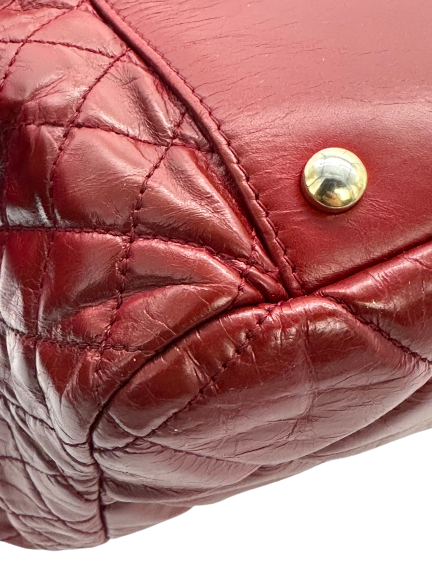 Pre-Owned Chanel Red Leather CC Logo Shoulder Bag Crossbody