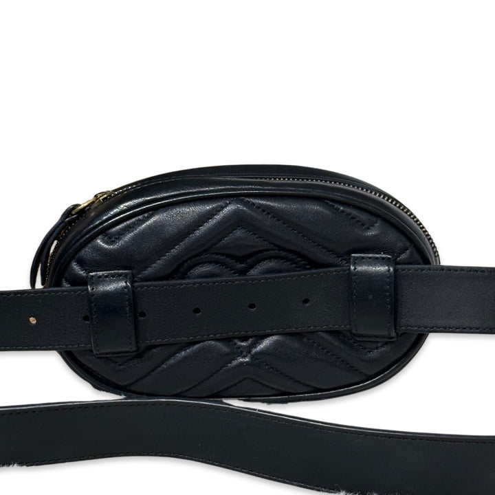 Pre-Owned Gucci Black Leather Marmont Waist Bag Belt Bag