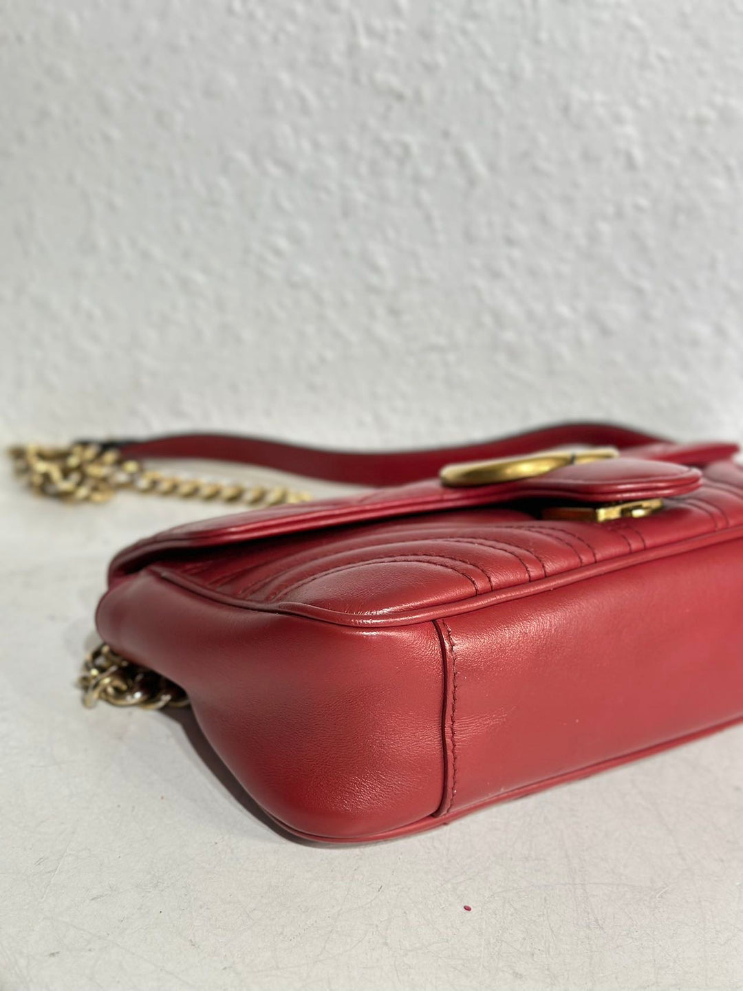 Gucci Red Leather Small Marmont shoulder bag crossbody