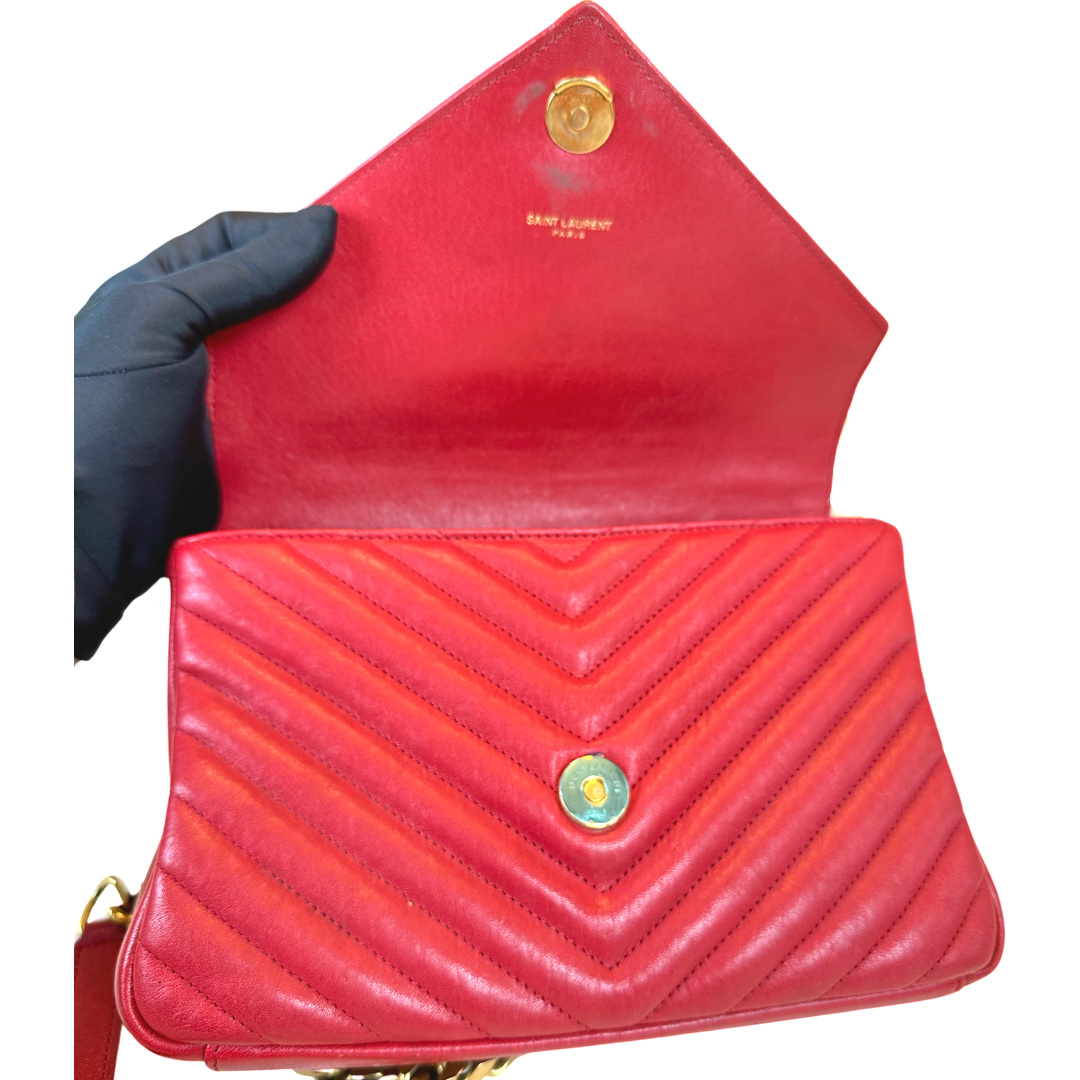 Pre-Owned Saint Laurent Red Leather Medium College Shoulder Bag