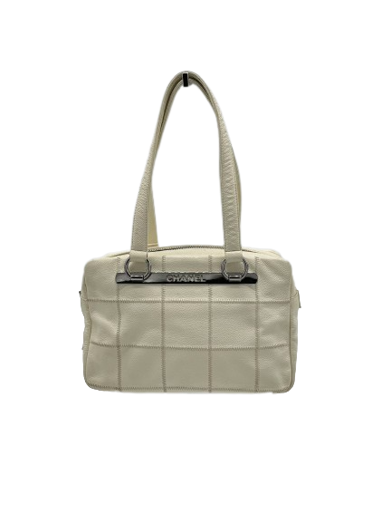 Preloved Chanel White Leather Small handbag Satchel