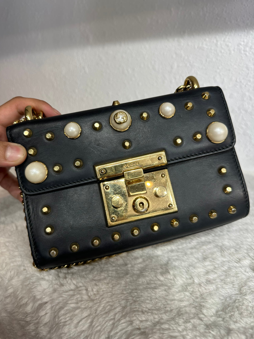 Gucci Black Pearl Small Padlock Shoulder bag