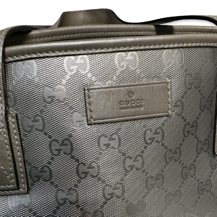 Pre-Owned Gucci GG Logo Printed Sliver Leather Totes Shoulder Bag