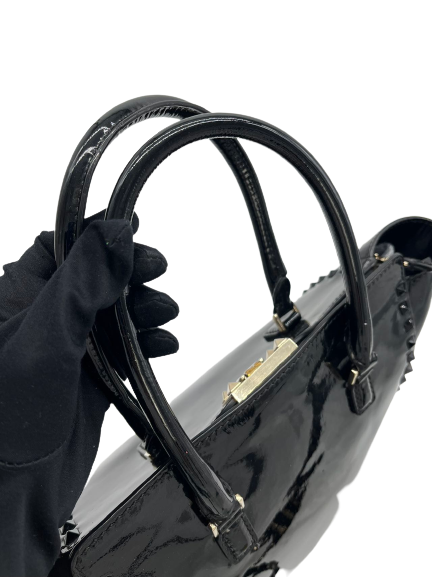 Preloved Valentino Black Patent Leather RockStud Shoulder Bag Crossbody