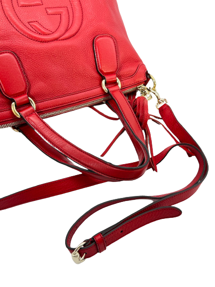 Preloved Gucci GG Logo Red Leather Soho Shoulder Bag Crossbody