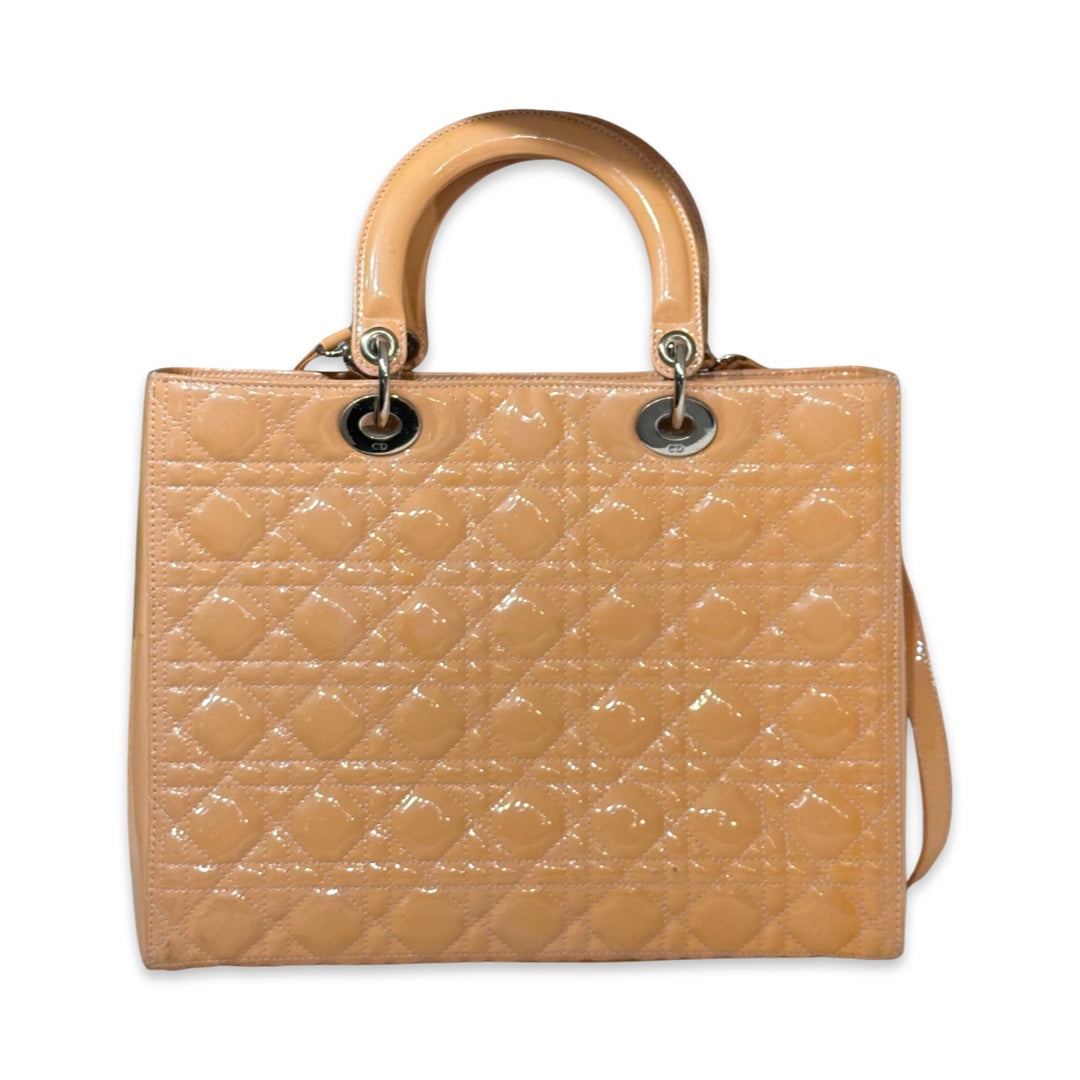 Pre-Owned Dior Patent Leather Large Lady Dior Shoulder Bag