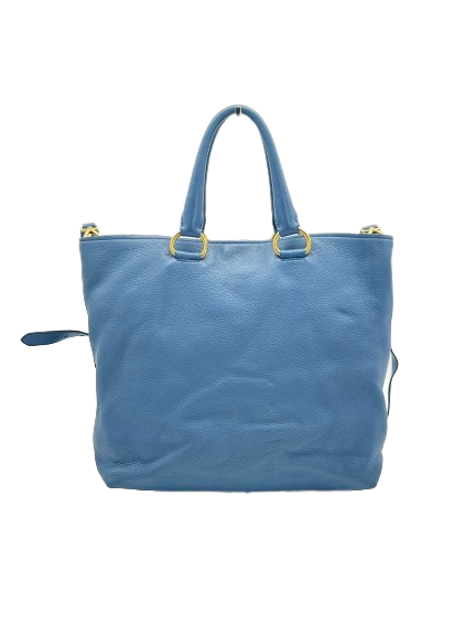 Preloved Prada Blue Leather Large Totes Shoulder Bag Crossbody