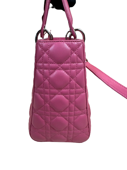 Preloved Christian Dior Lambskin Pink Leather Medium Lady Dior Shoulder Bag