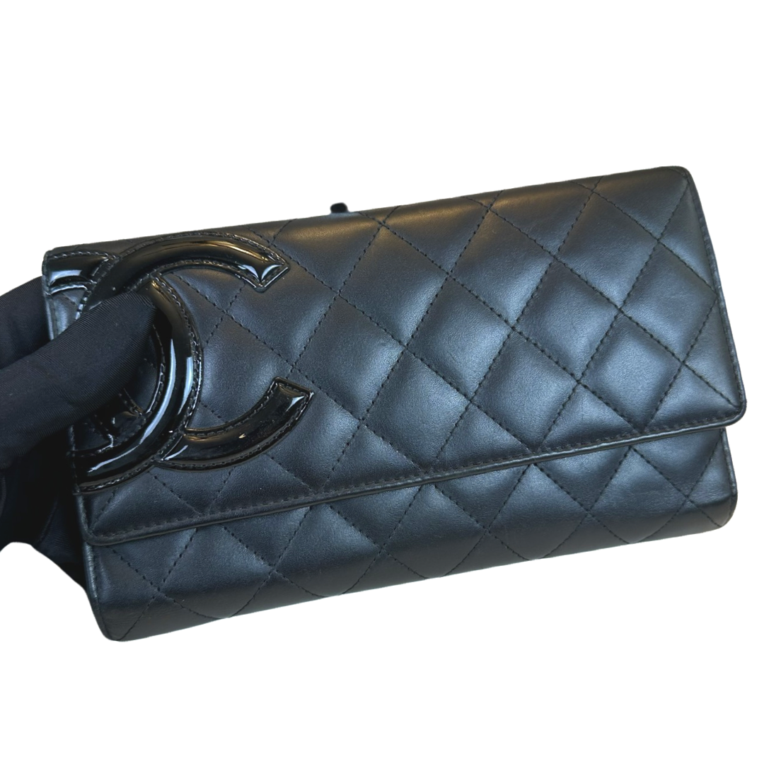 Pre-Owned Chanel Black Leather CC Logo Cambon Wallet