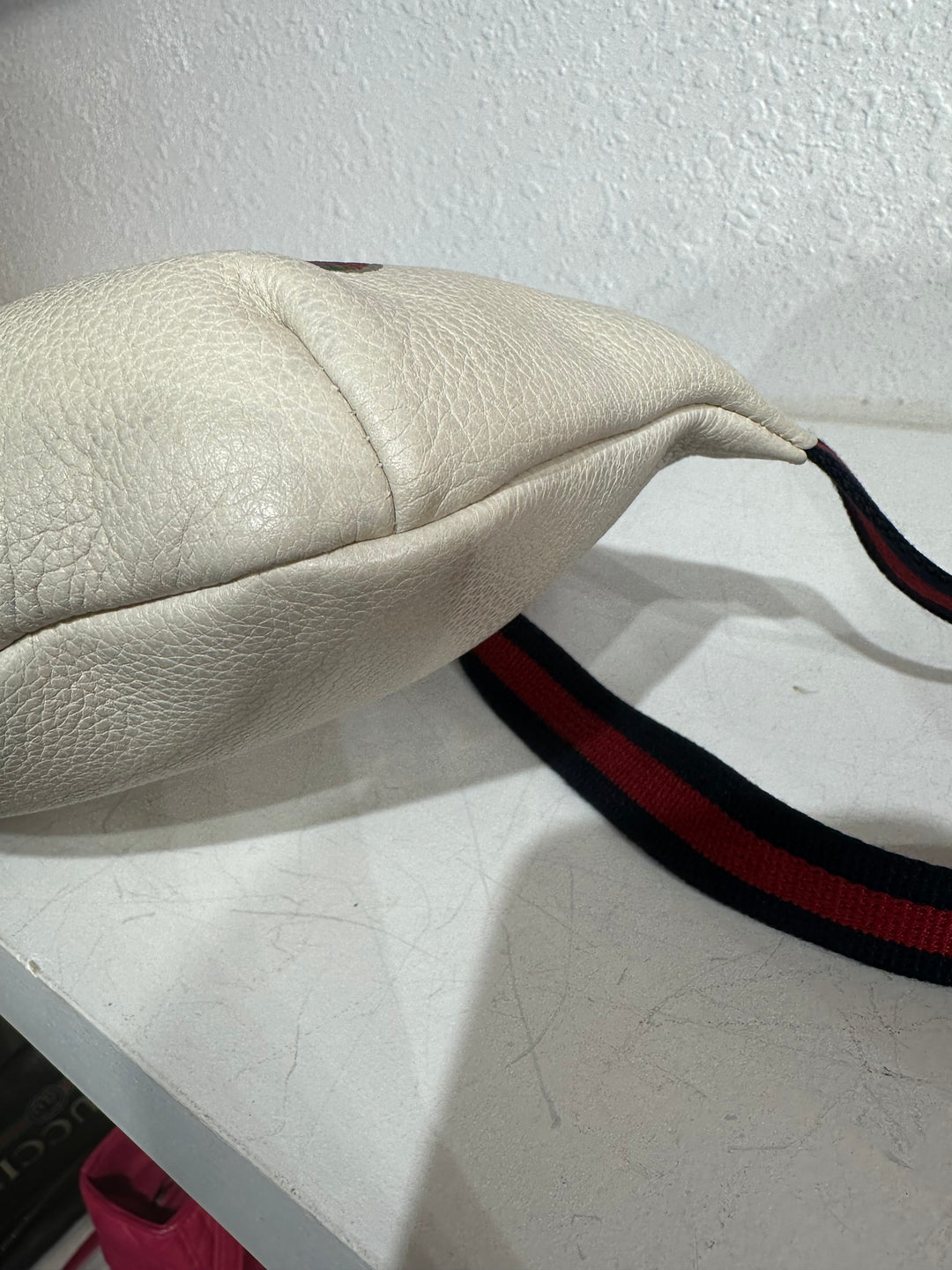 Gucci white leather bum bag belt bag