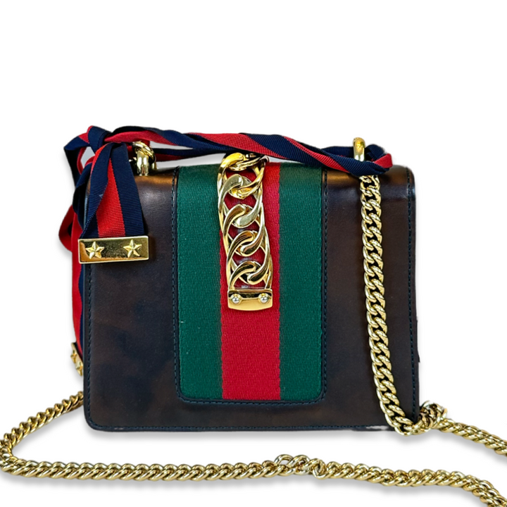 Pre-owned Gucci Mini Black Metallic Sylvie Shoulder Bag