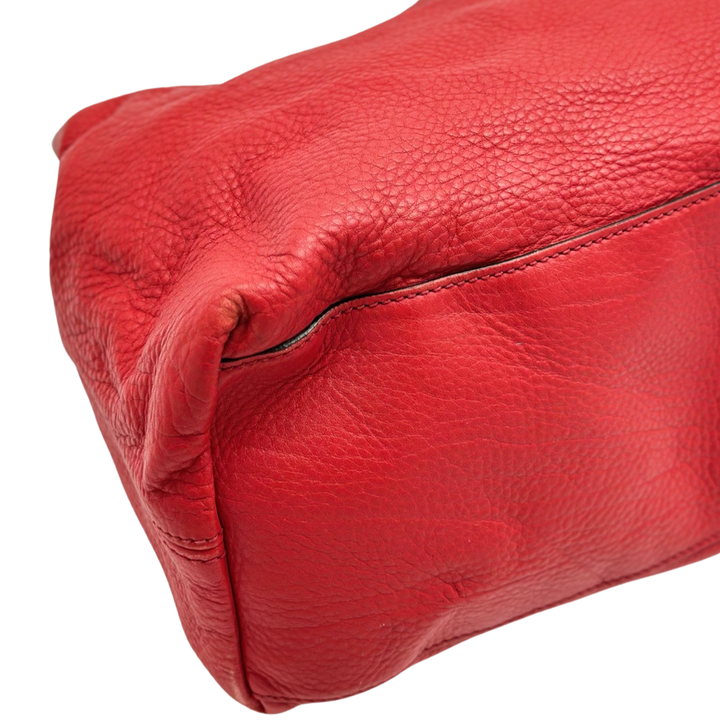 Pre-Owned Gucci GG Logo Red Leather Soho Chain Shoulder Bag Totes