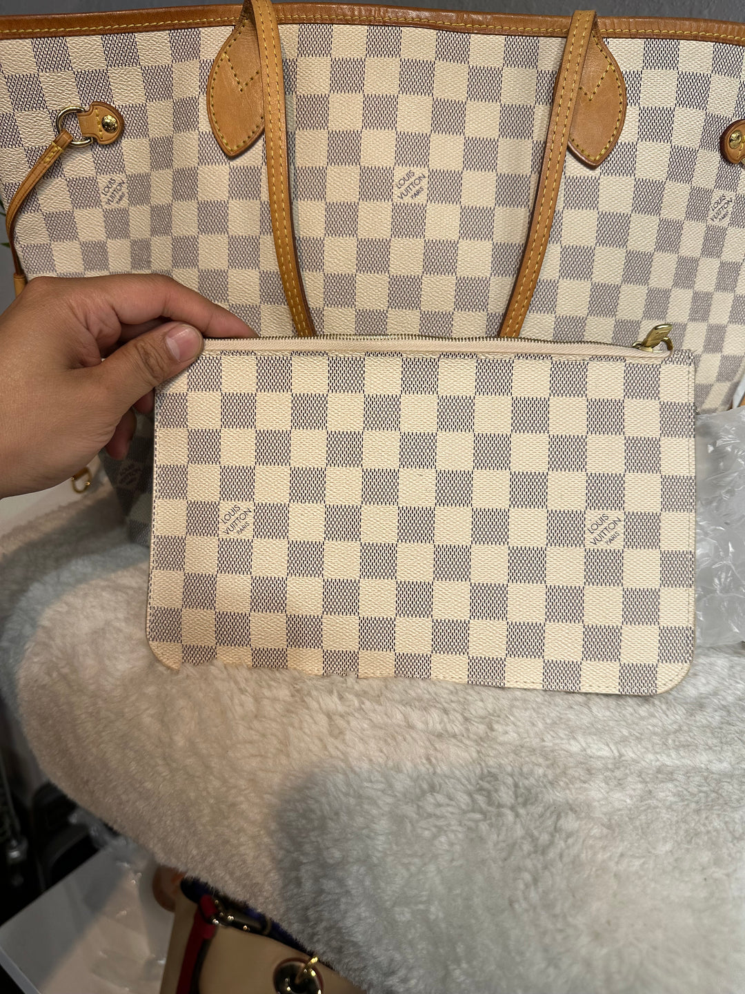 Louis Vuitton Damier Azur Shoulder Bag NeverFull MM