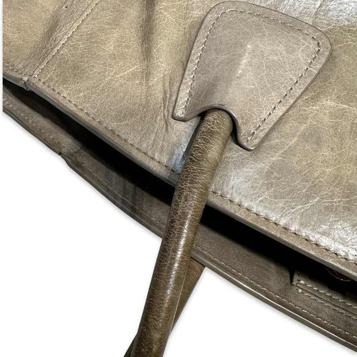 Pre-Owned Prada Aged Leather Grey Leather Shoulder Bag Totes