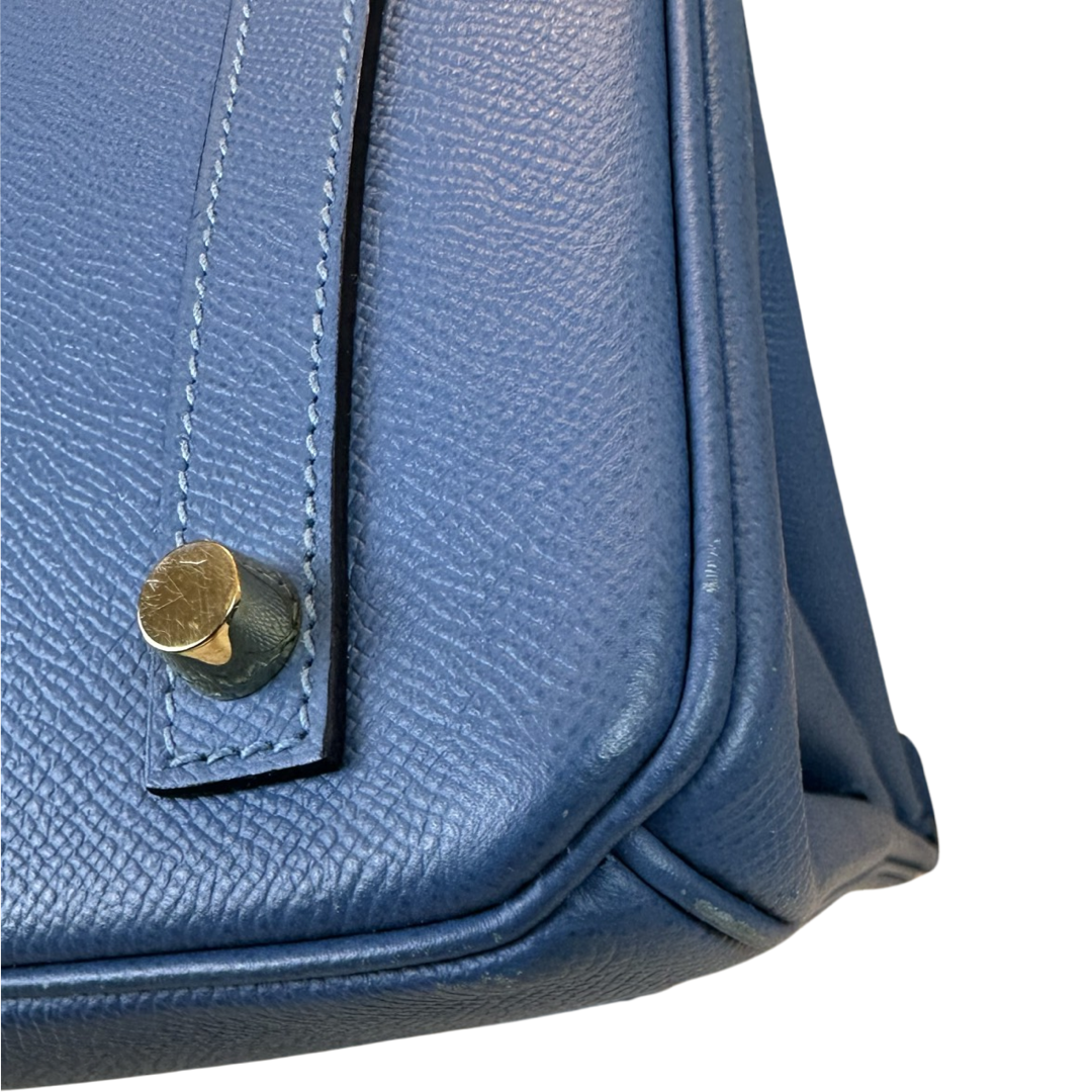 Pre-Owned Hermes Birkin 30 Blue Epsom With Gold Hardware Satchel