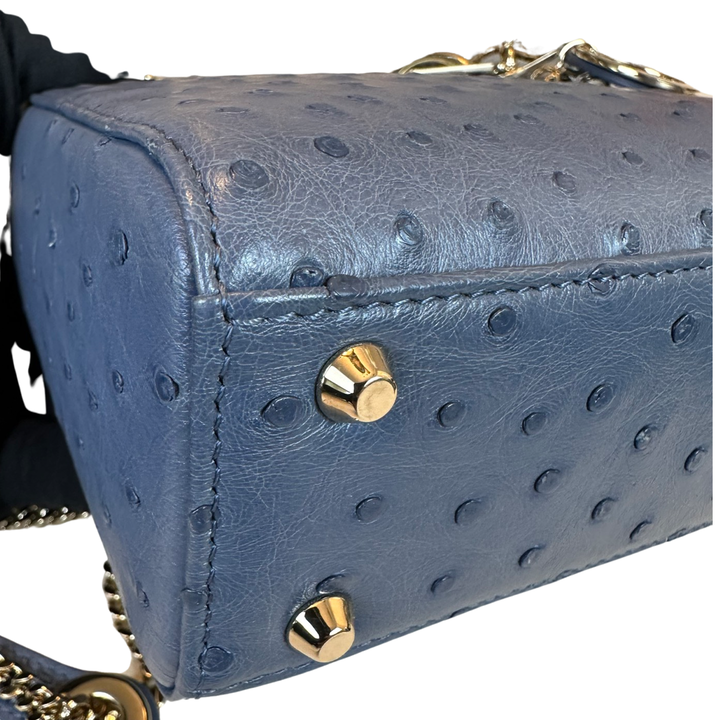 Pre-Owned Christian Dior Ostrich Skin Mini Lady Dior Shoulder Bag Crossbody