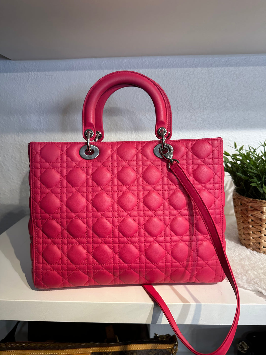 Dior large pink lady Dior shoulder bag