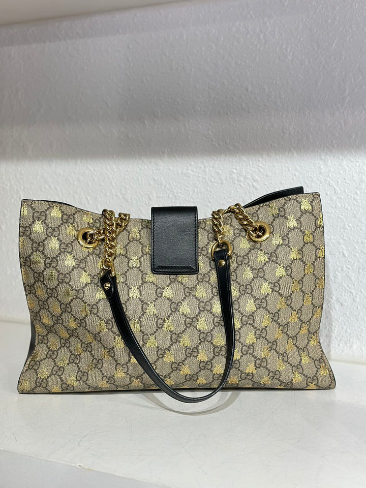 Gucci GG Logo Bees large Padlock Shoulder Bag