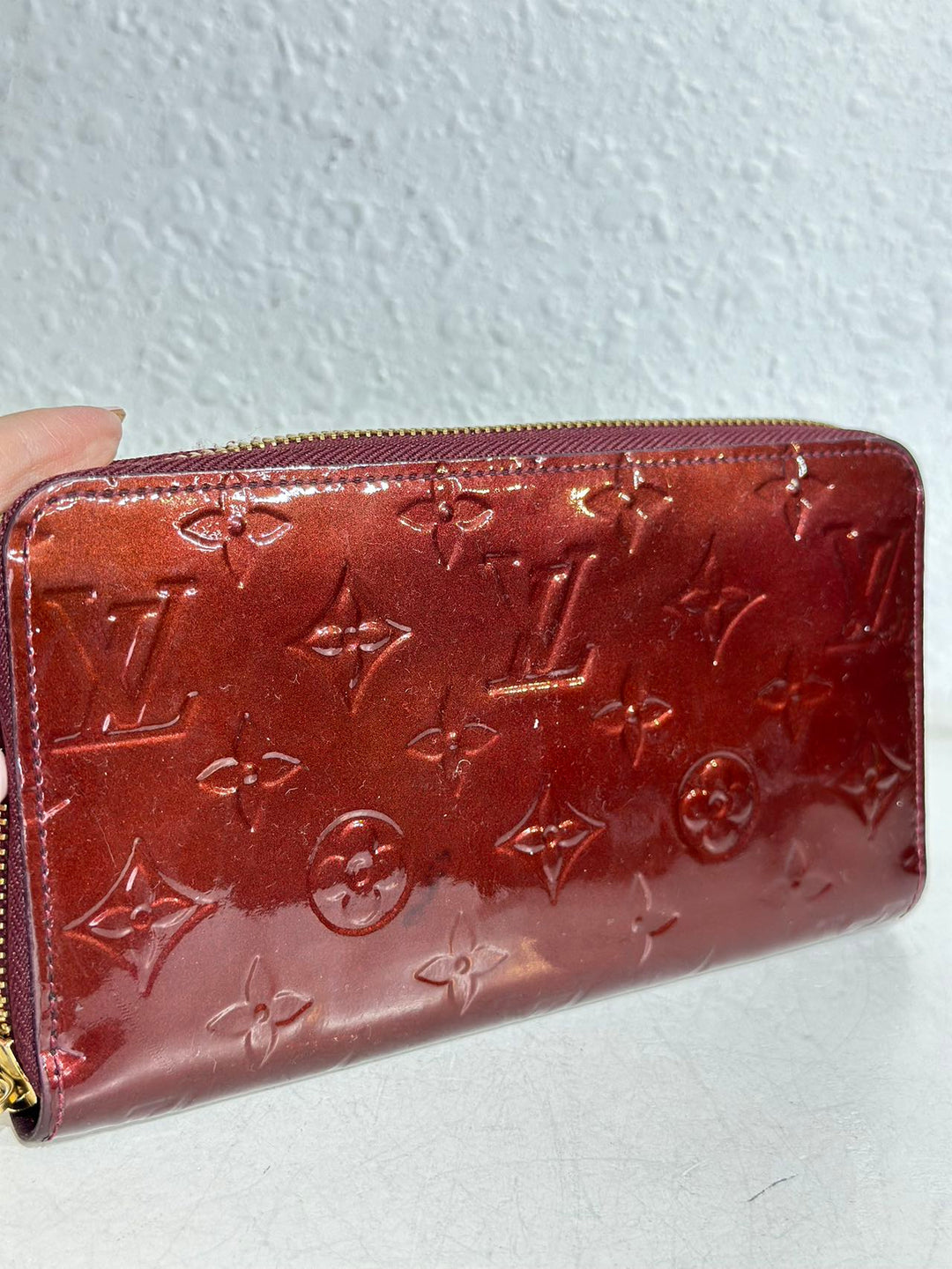 Louis Vuitton Vernis Burgundy Leather Wallet