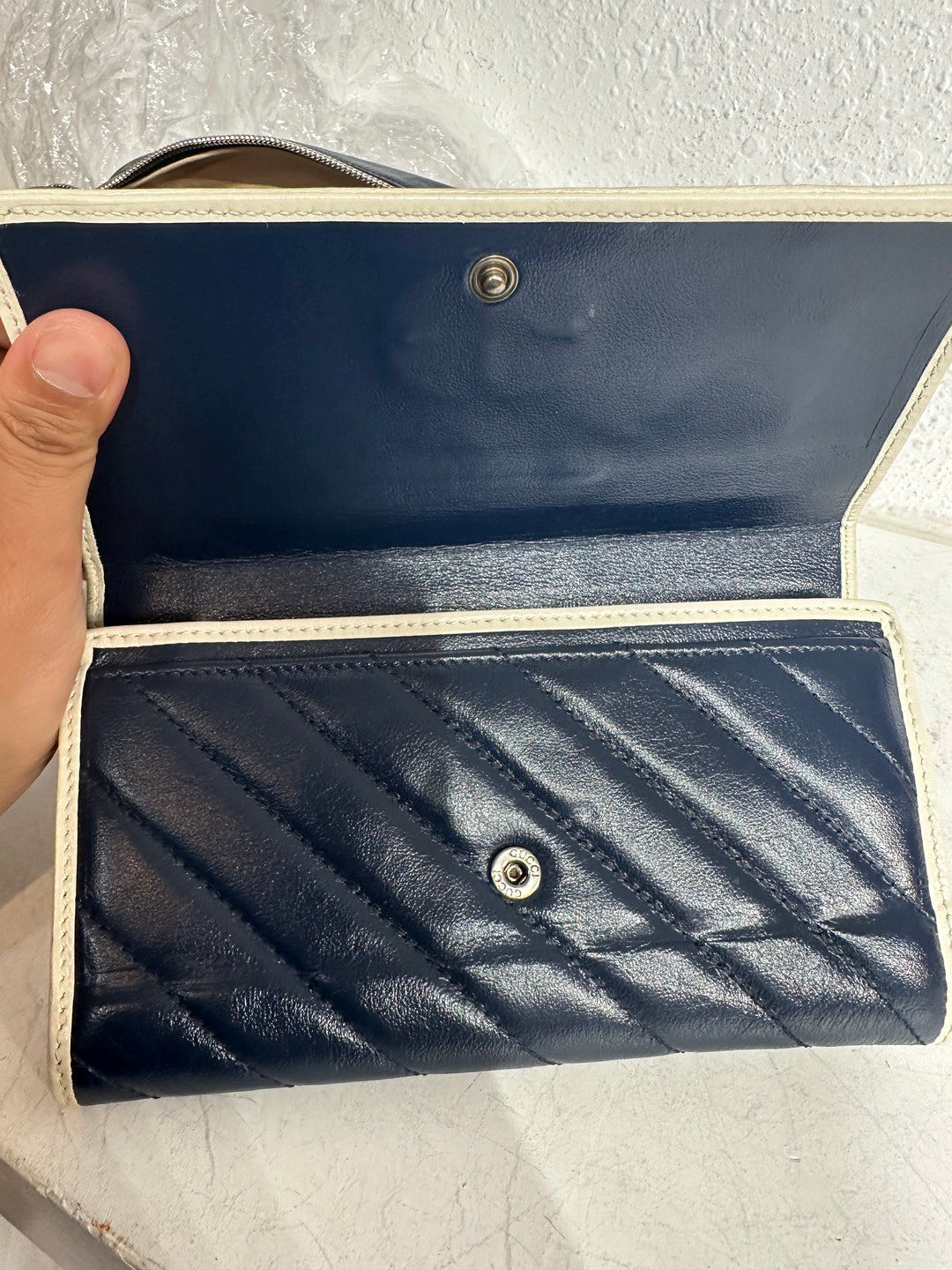 Gucci Navy Blue Marmont Set Shoulder bags and wallet