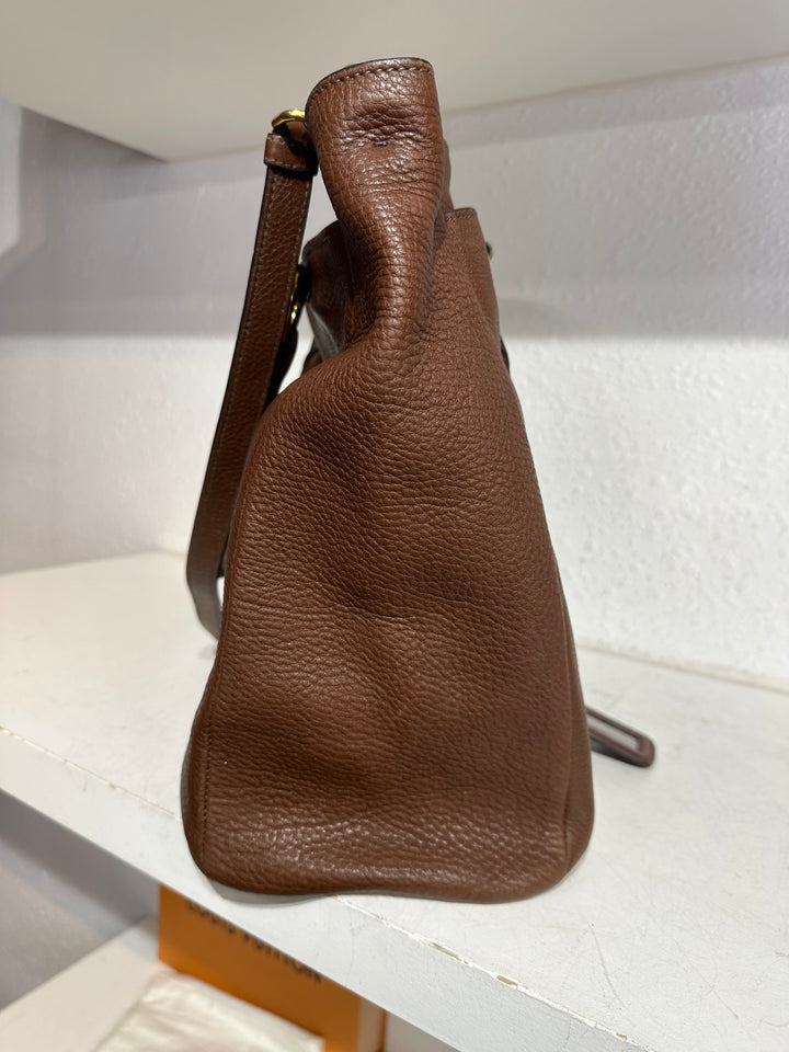 Prada Brown Leather Large Shoulder Bag