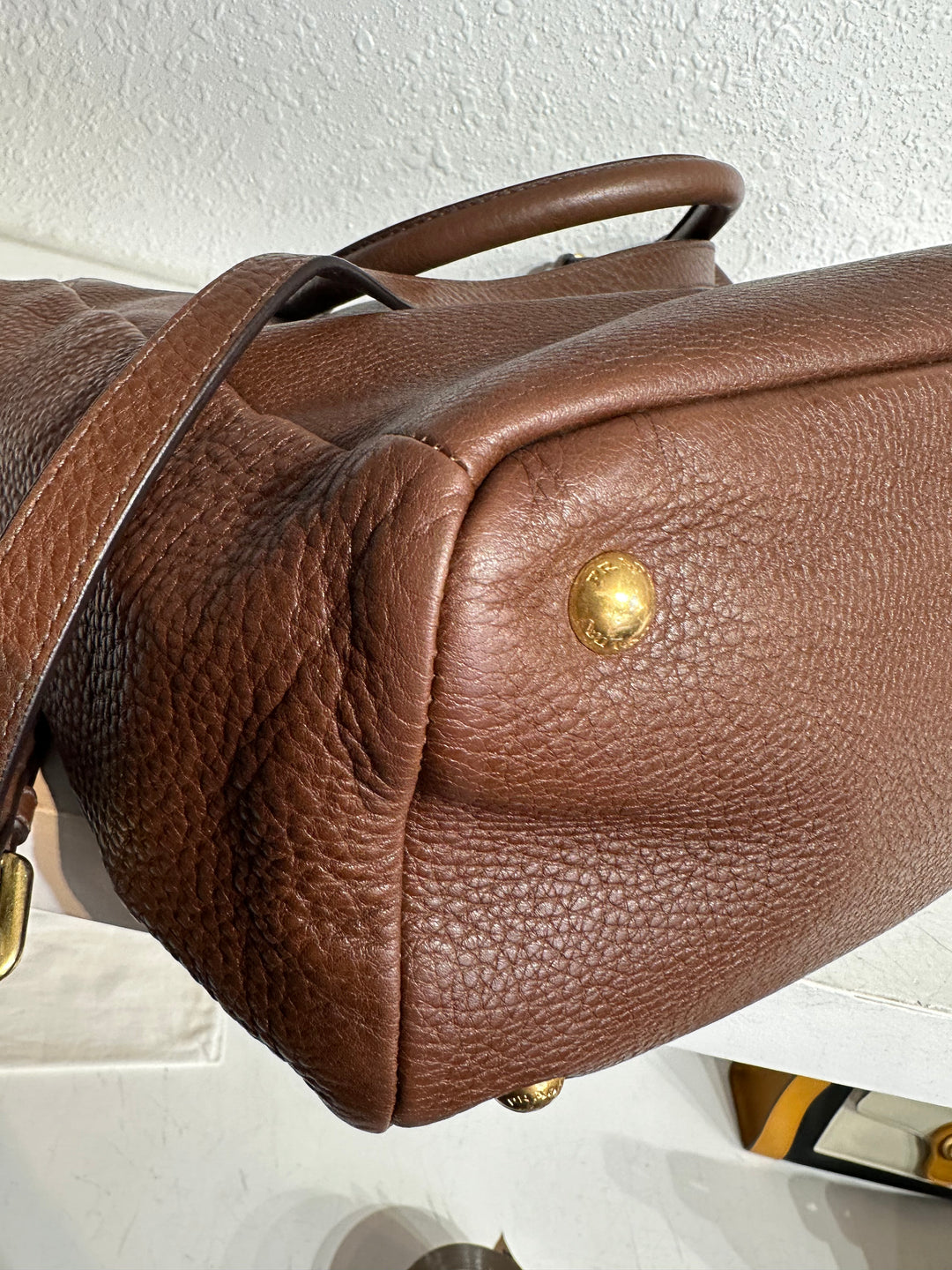 Prada Brown Leather Large Shoulder Bag