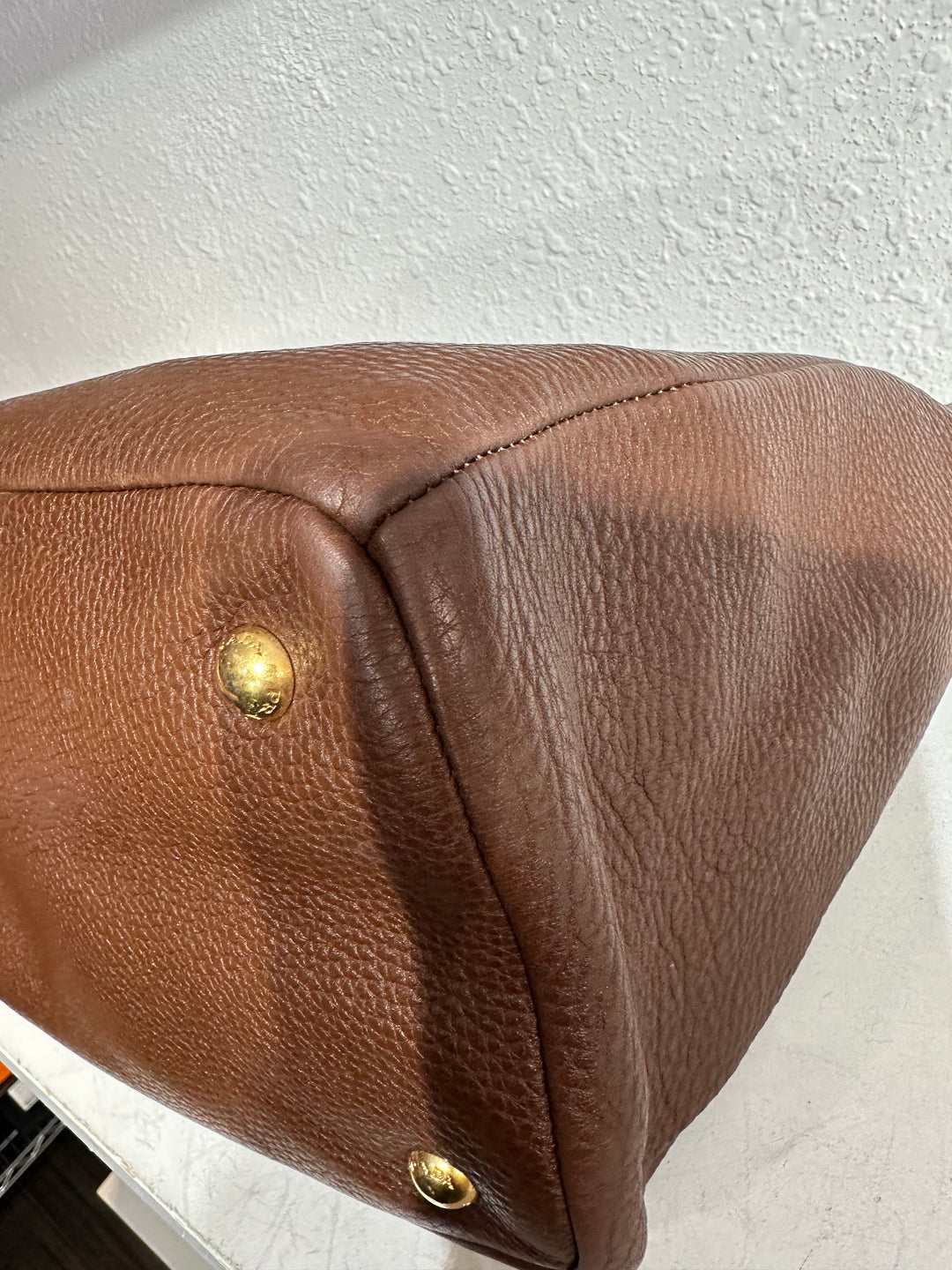 Prada Brown Leather Large Shoulder Bag