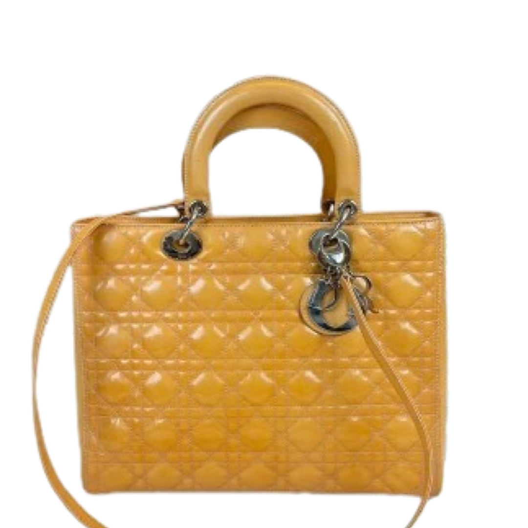 Pre-Owned Christian Dior Patent Leather Large Lady Dior Shoulder Bag