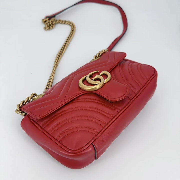 Gucci red Marmont small shoulder bag