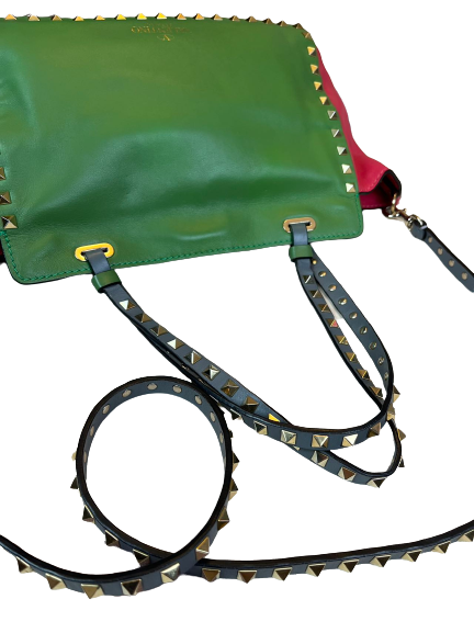 Preloved Valentino Tri-Color RockStud Shoulder Bag Crossbody