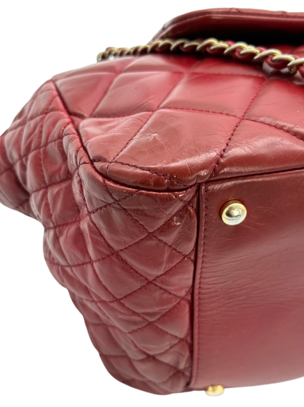 Pre-Owned Chanel Red Leather CC Logo Shoulder Bag Crossbody