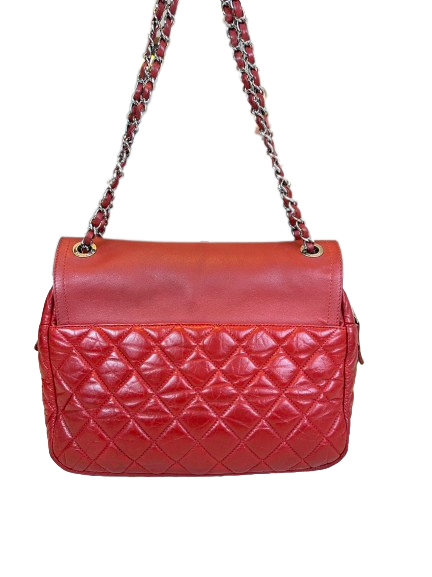 Preloved Chanel Red Leather Lambskin Shoulder Bag Crossbody