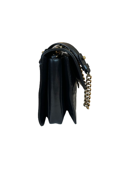 Preloved  Chanel Black Leather Shoulder Bag With Gold Hardware