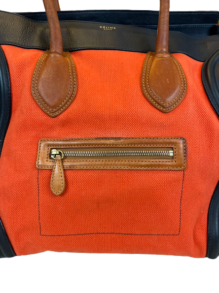 Preloved Celine Tri-Color Mini Luggage Totes Shoulder Bag Satchel