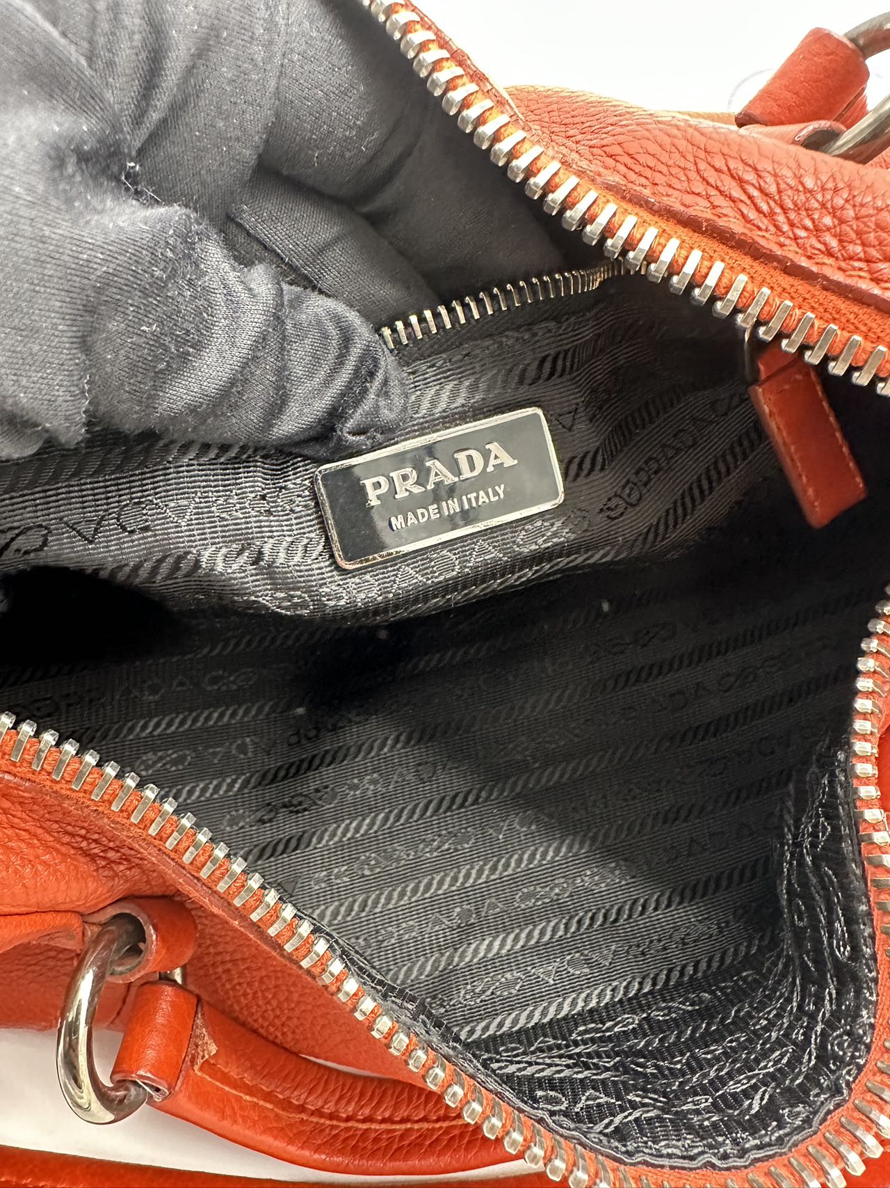 Preloved Prada Orange Leather Shoulder Bag Satchel