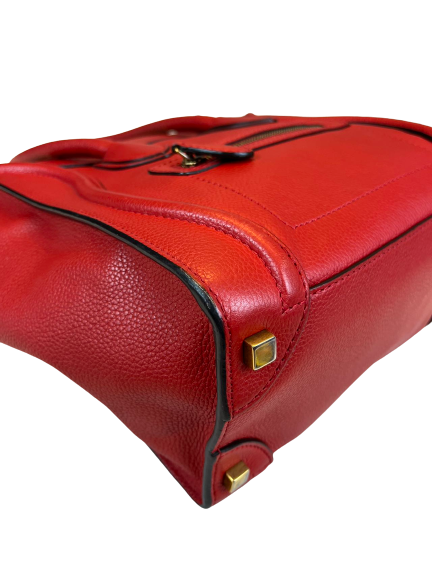 Preloved Celine Red Leather Mini Luggage Totes Shoulder Bag