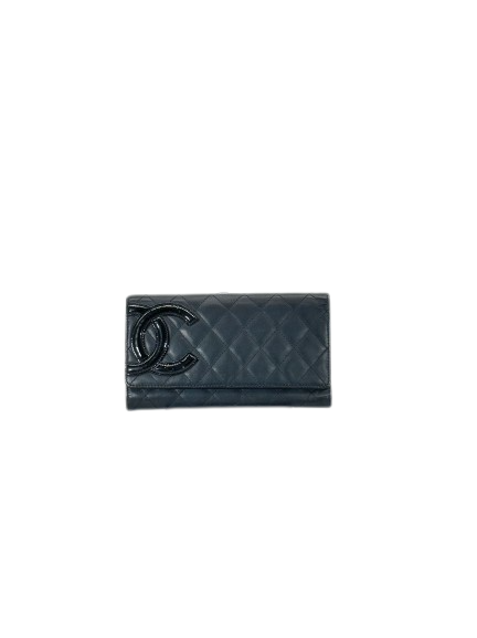 Preloved Chanel CC Logo Black Leather Cambon Wallet