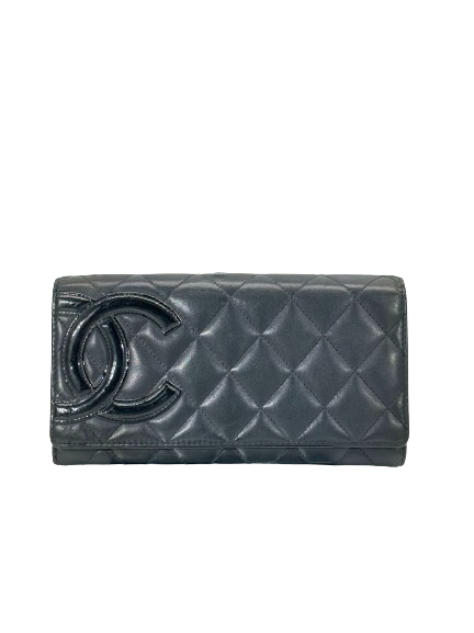 Preloved Chanel Black Leather CC Logo Cambon Wallet Purse
