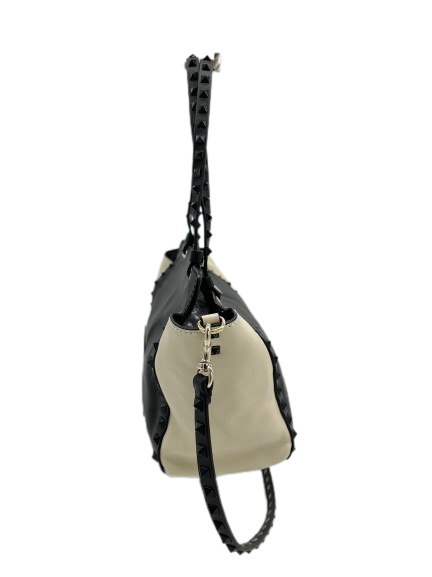 Preloved Valentino Black And White Leather RockStud Shoulder Bag Crossbody