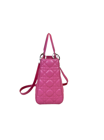 Preloved Christian Dior Lambskin Pink Leather Medium Lady Dior Shoulder Bag