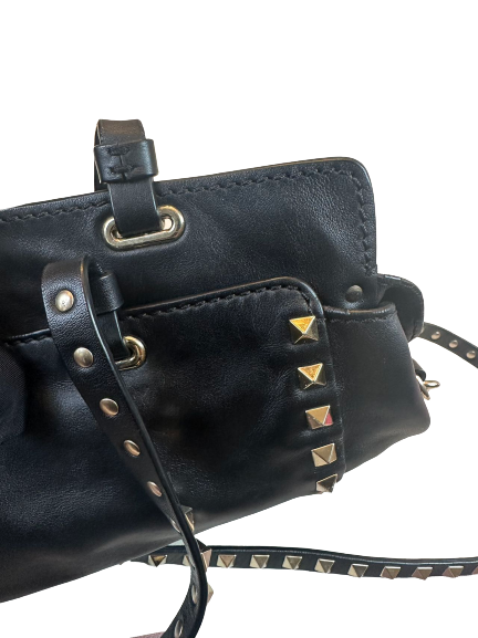 Preloved Valentino Black Leather Rockstud Shoulder Bag Crossbody