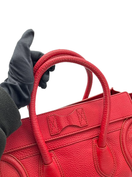 Preloved Celine Red Leather Mini Luggage Totes Satchel