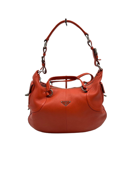 Preloved Prada Orange Leather Shoulder Bag Satchel
