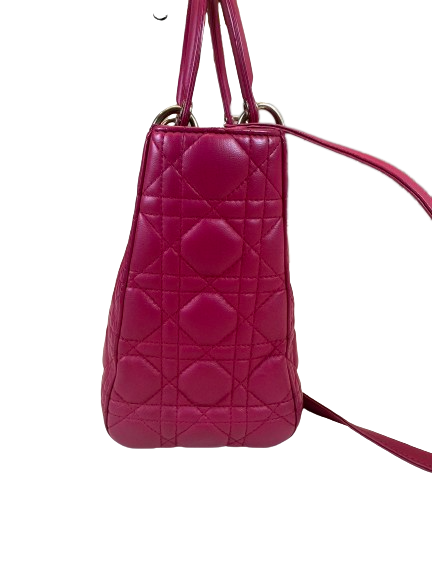 Preloved Christian Dior Pink Lambskin Medium Lady Dior Shoulder Bag