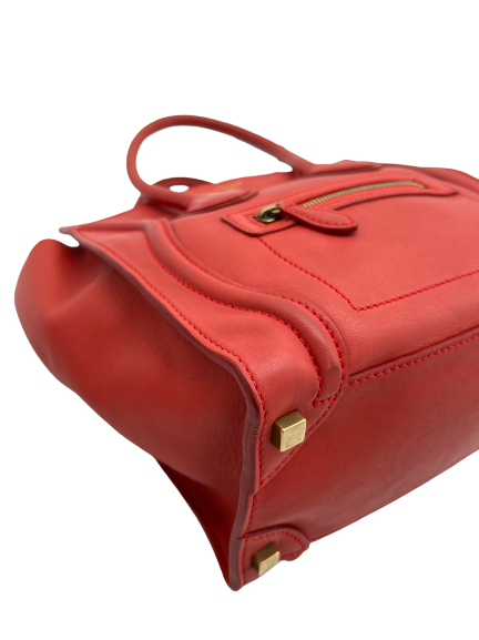 Preloved Celine Orange Leather Mini Luggage Totes Shoulder Bag Satchel