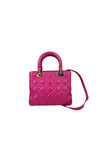 Preloved Christian Dior Pink Lambskin Medium Lady Dior Shoulder Bag