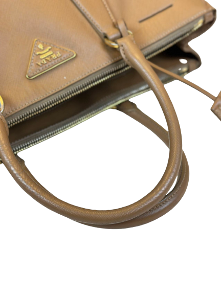 Preloved Prada Brown Leather Large Saffiano Lux Satchel Handbag