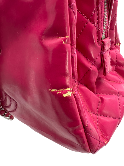 Preloved Chanel Pink Patent Leather CC Logo Shoulder Bag