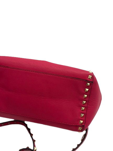 Preloved Valentino Red Leather Rockstud Shoulder Bag Crossbody